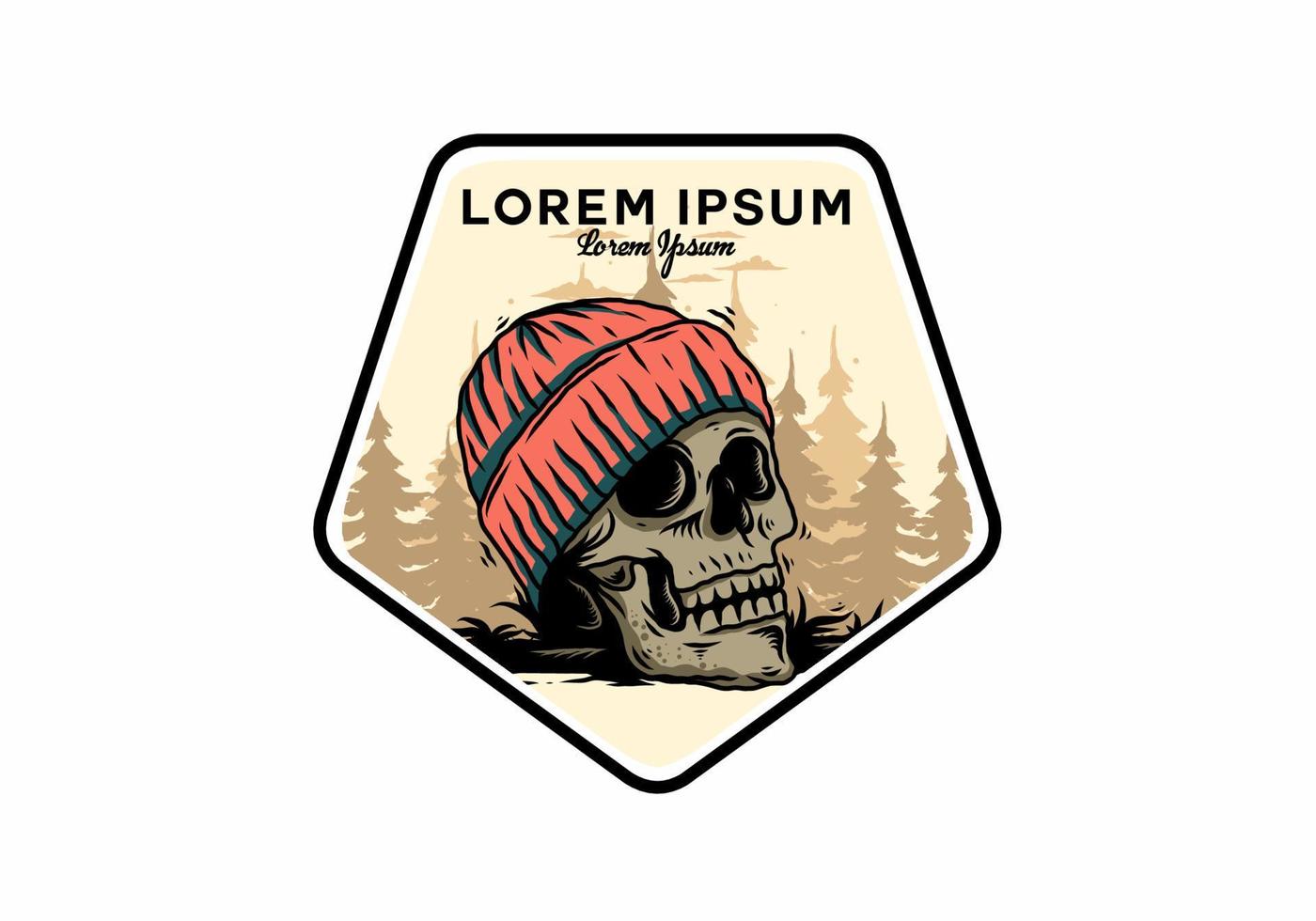 cabeza de calavera con diseño de ilustración de gorro vector