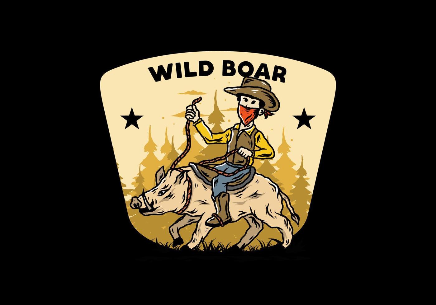 Man riding a wild boar illustration design vector