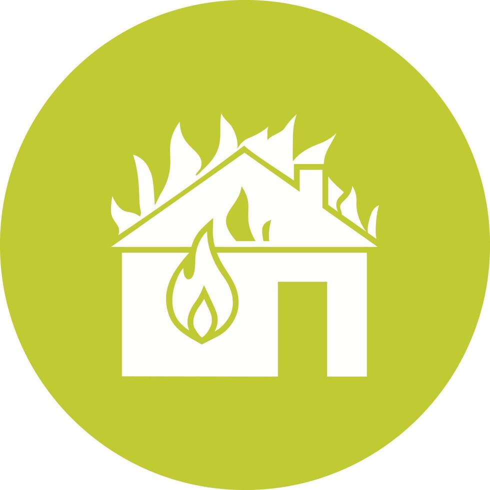 Fire Consuming House Circle Background Icon vector