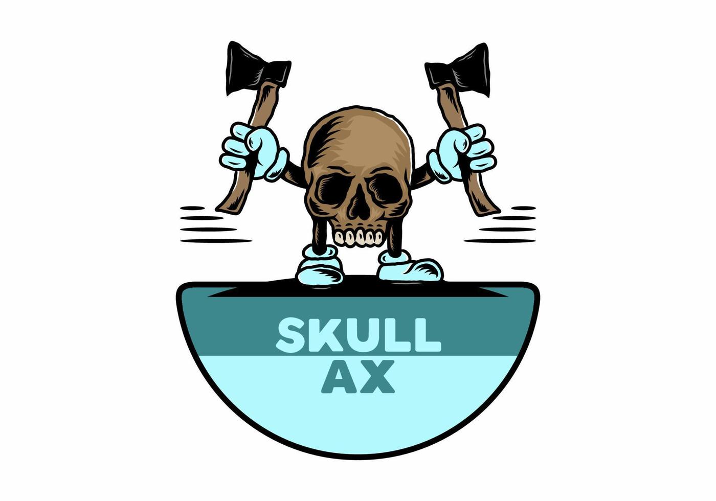 Skull holding two ax illustration design vector