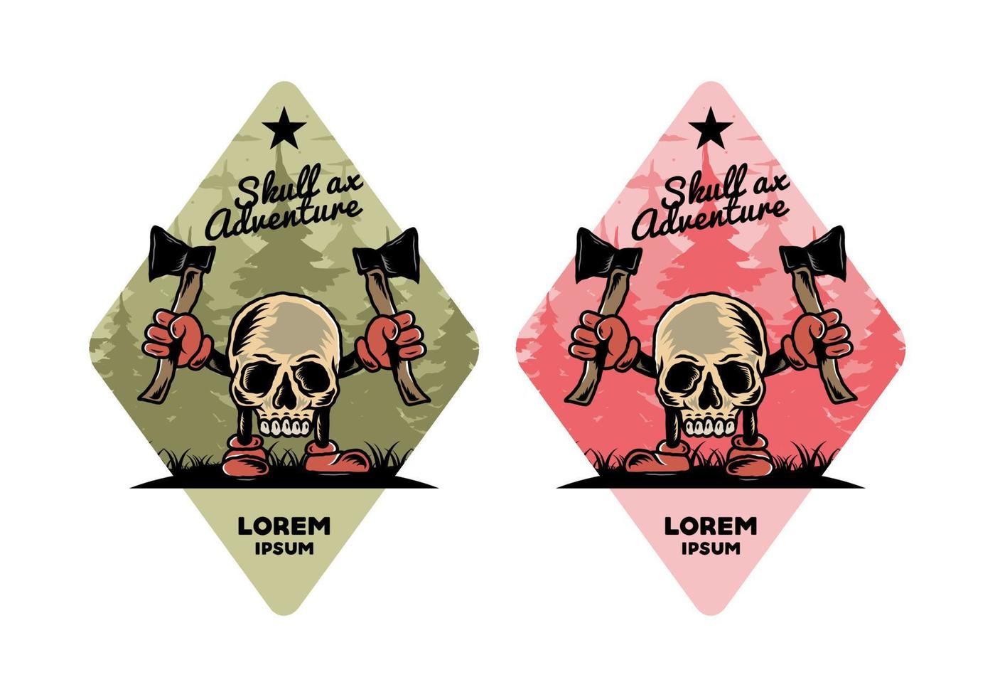 Skull holding two ax illustration design vector