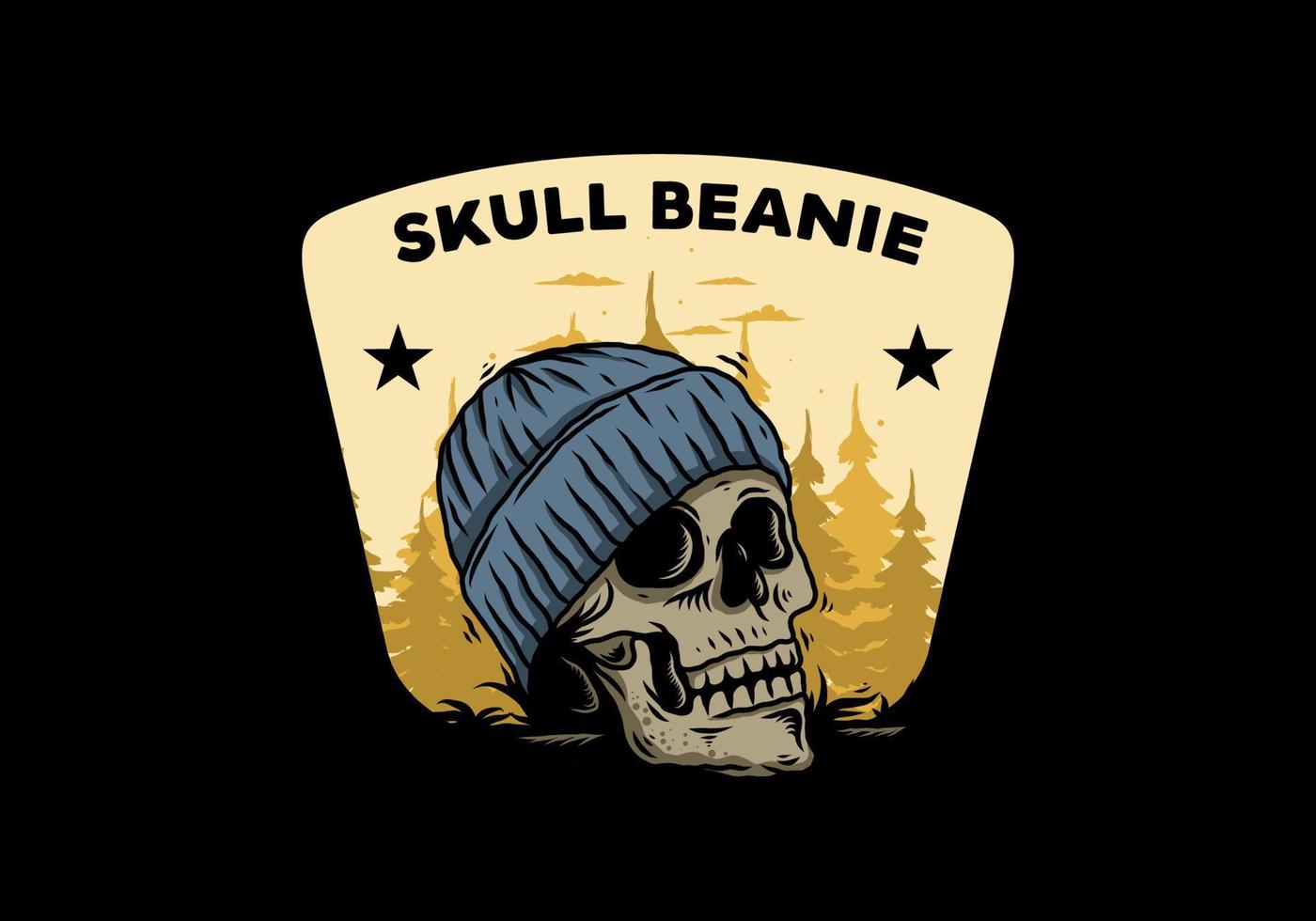 Skull head wearing beanie illustration design vector