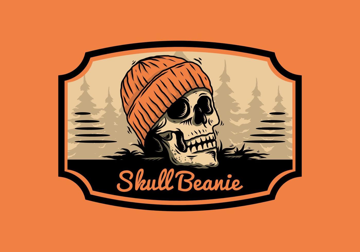 Skull head wearing beanie illustration design vector