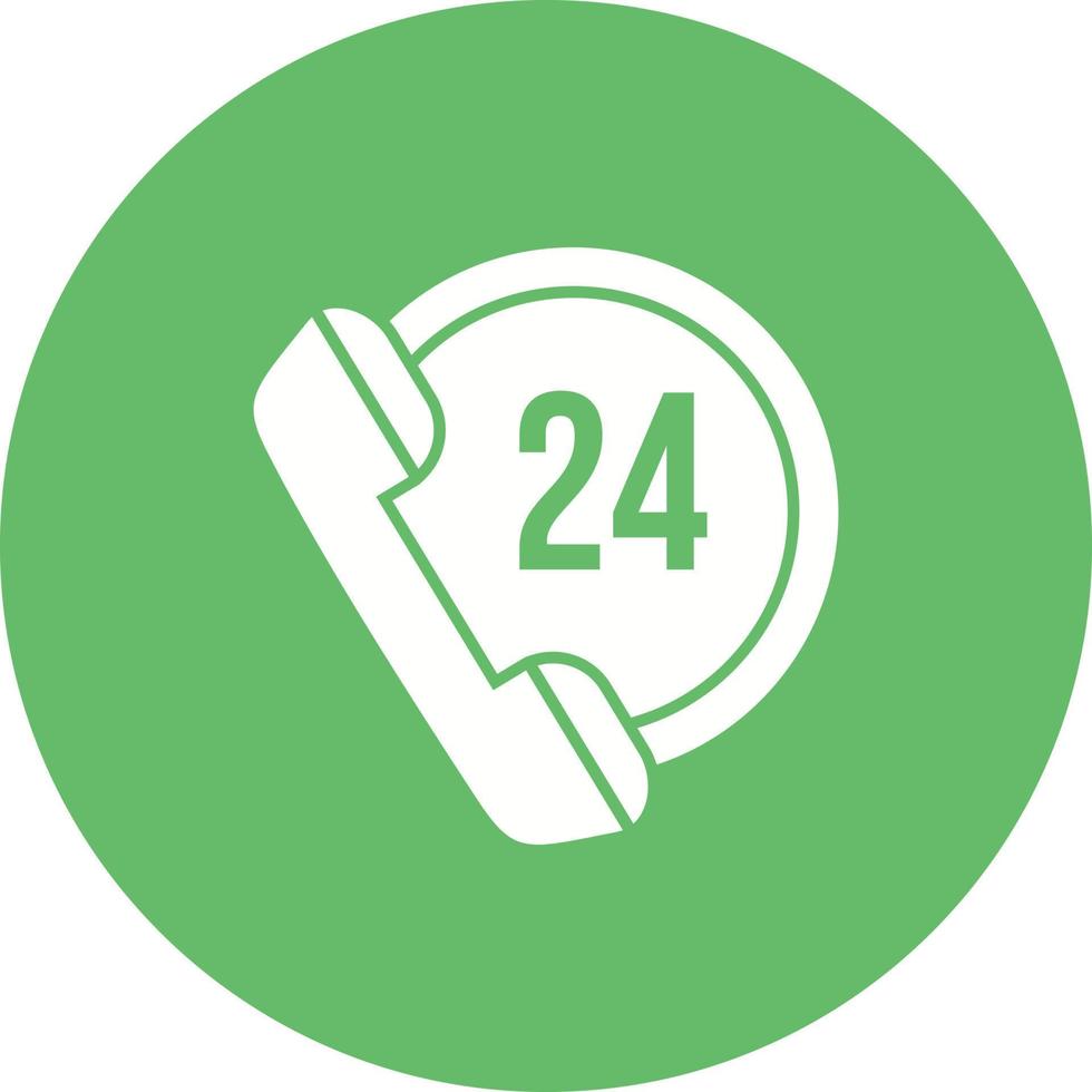 24 Hours Call Circle Background Icon vector