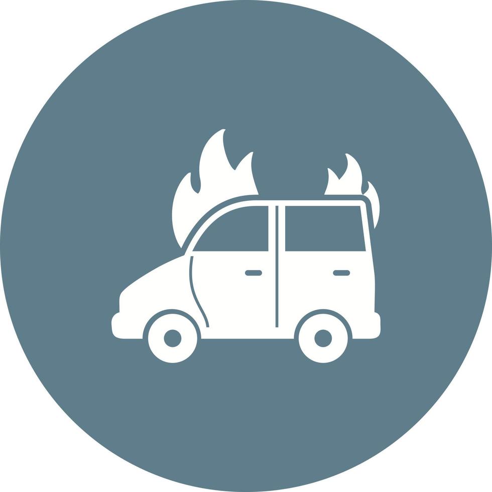 Car on Fire Circle Background Icon vector