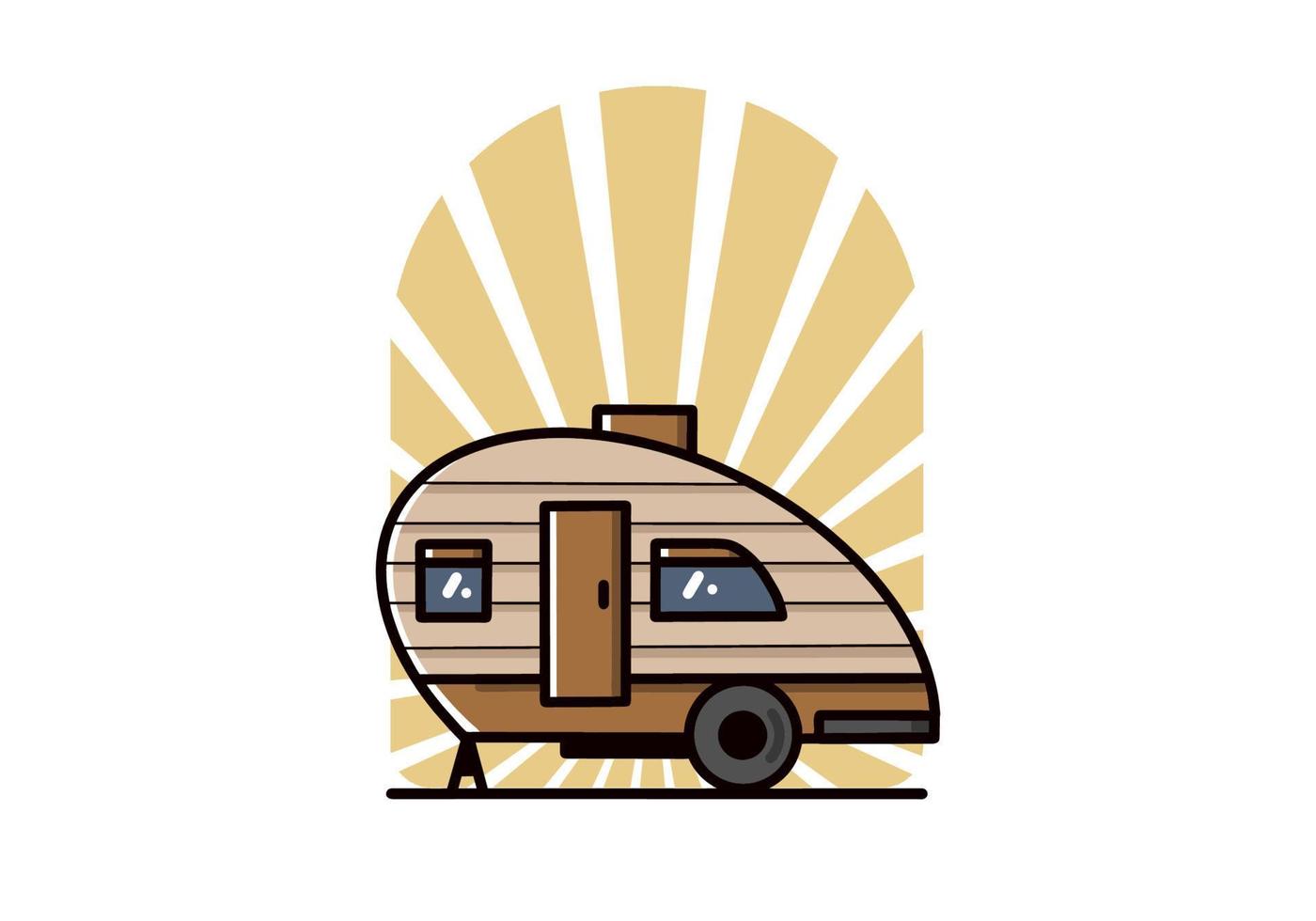 Teardrop camper vintage illustration design vector