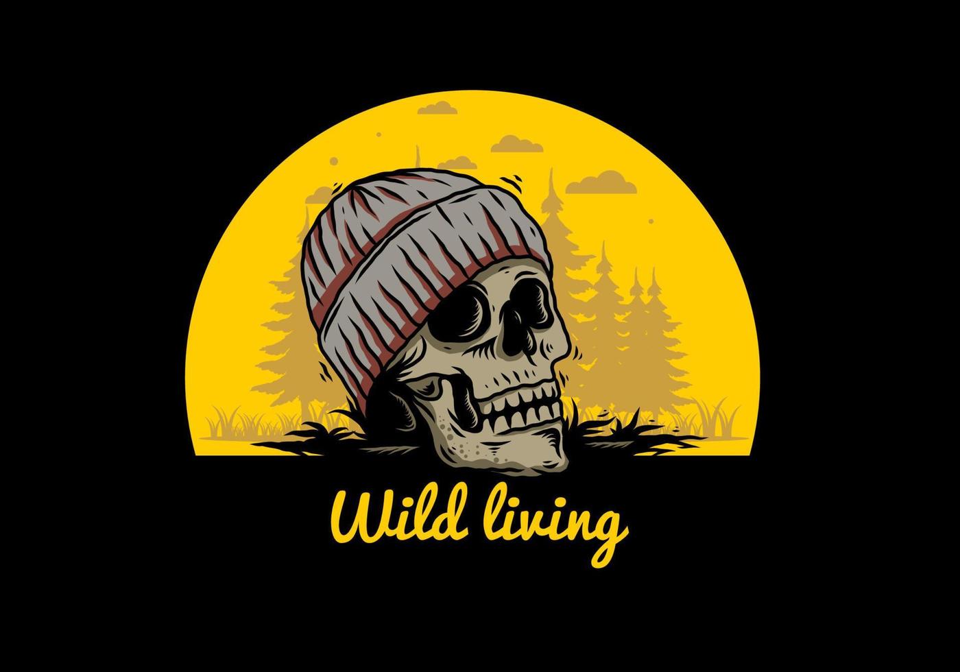 cabeza de calavera con diseño de ilustración de gorro vector