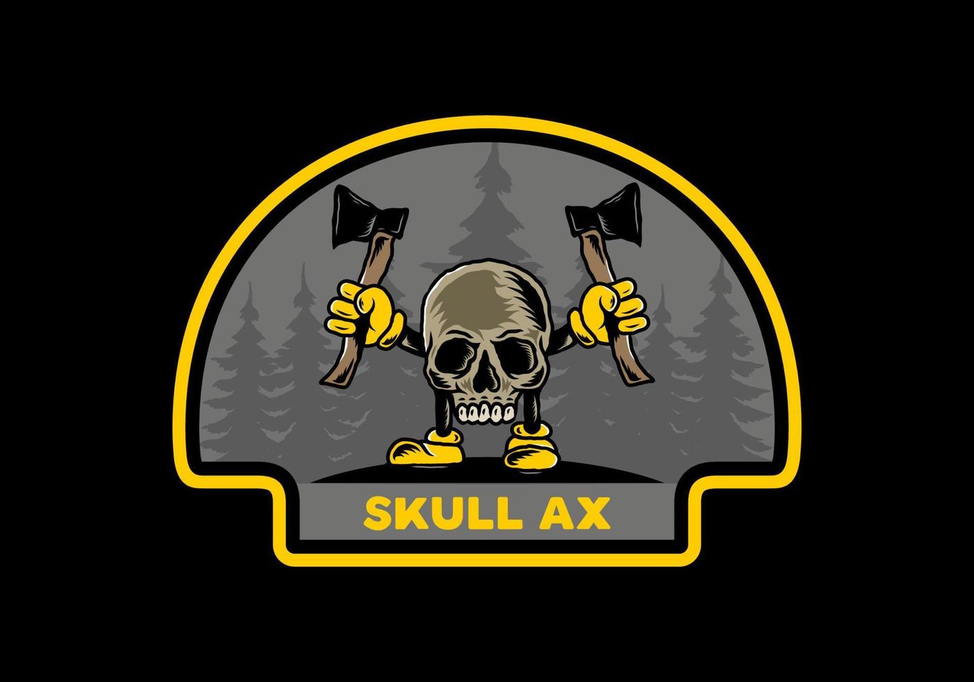 Skull holding two ax illustration design vector