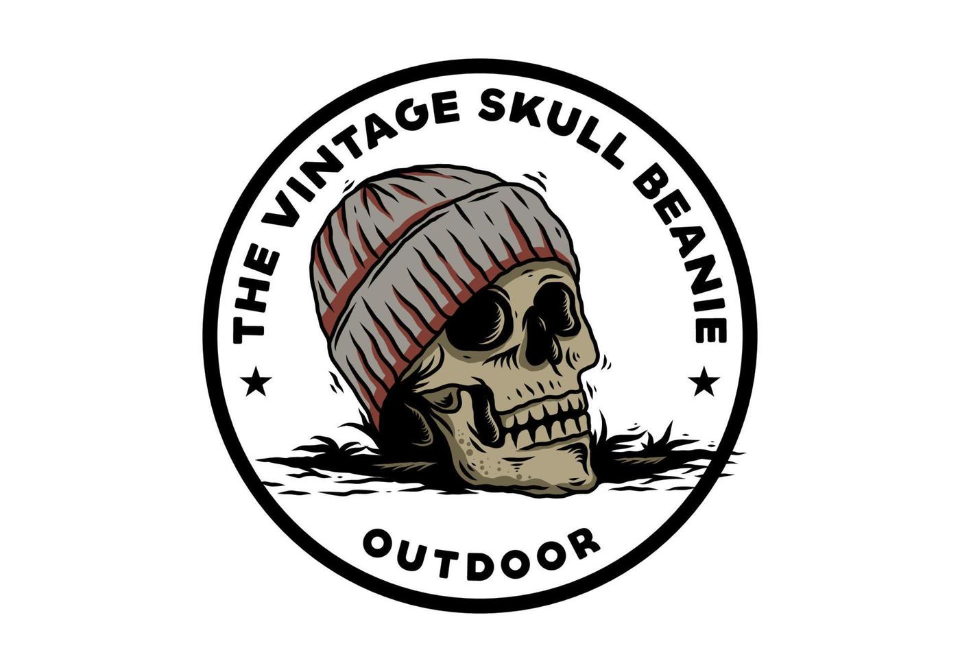 Skull head wearing beanie illustration design vector