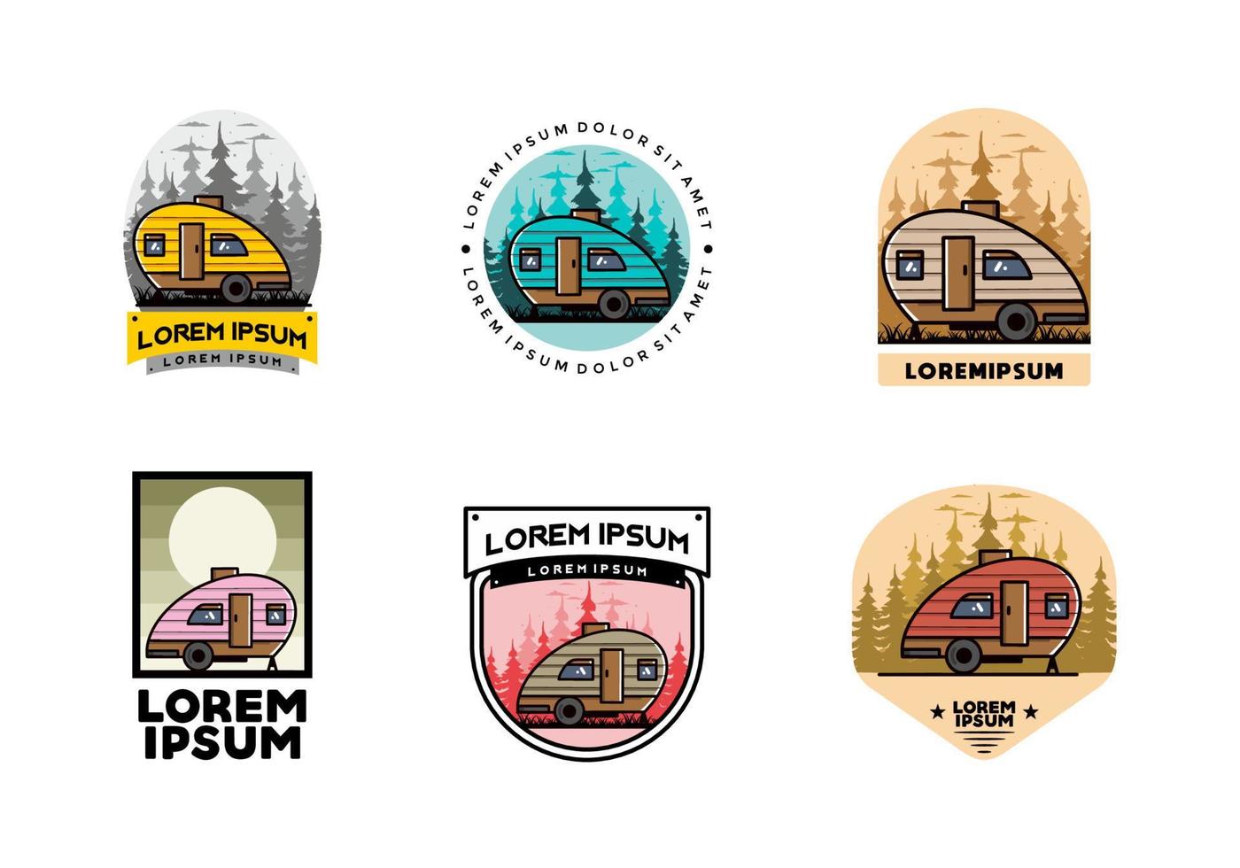 Teardrop camper vintage illustration design vector