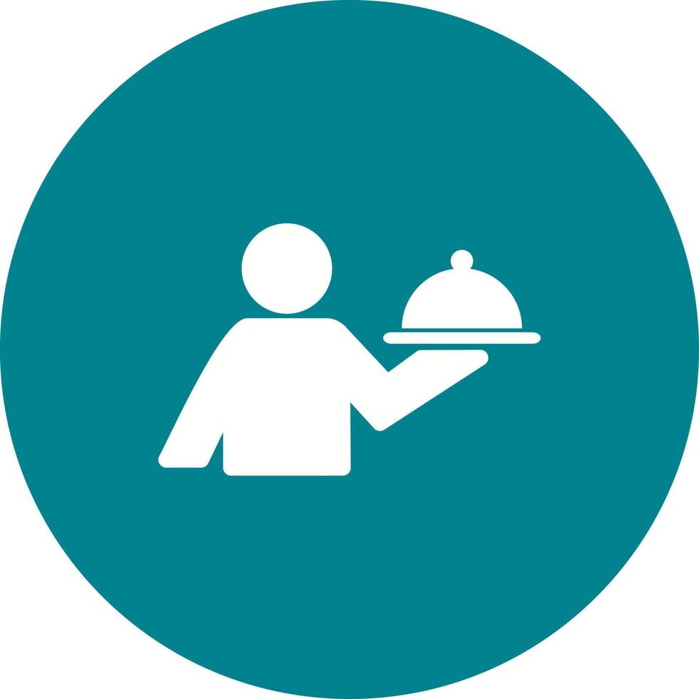 Man Serving Food Circle Background Icon vector