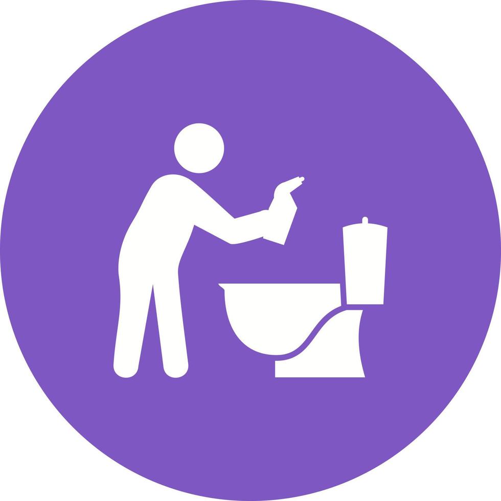 Man Cleaning Bathroom Circle Background Icon vector