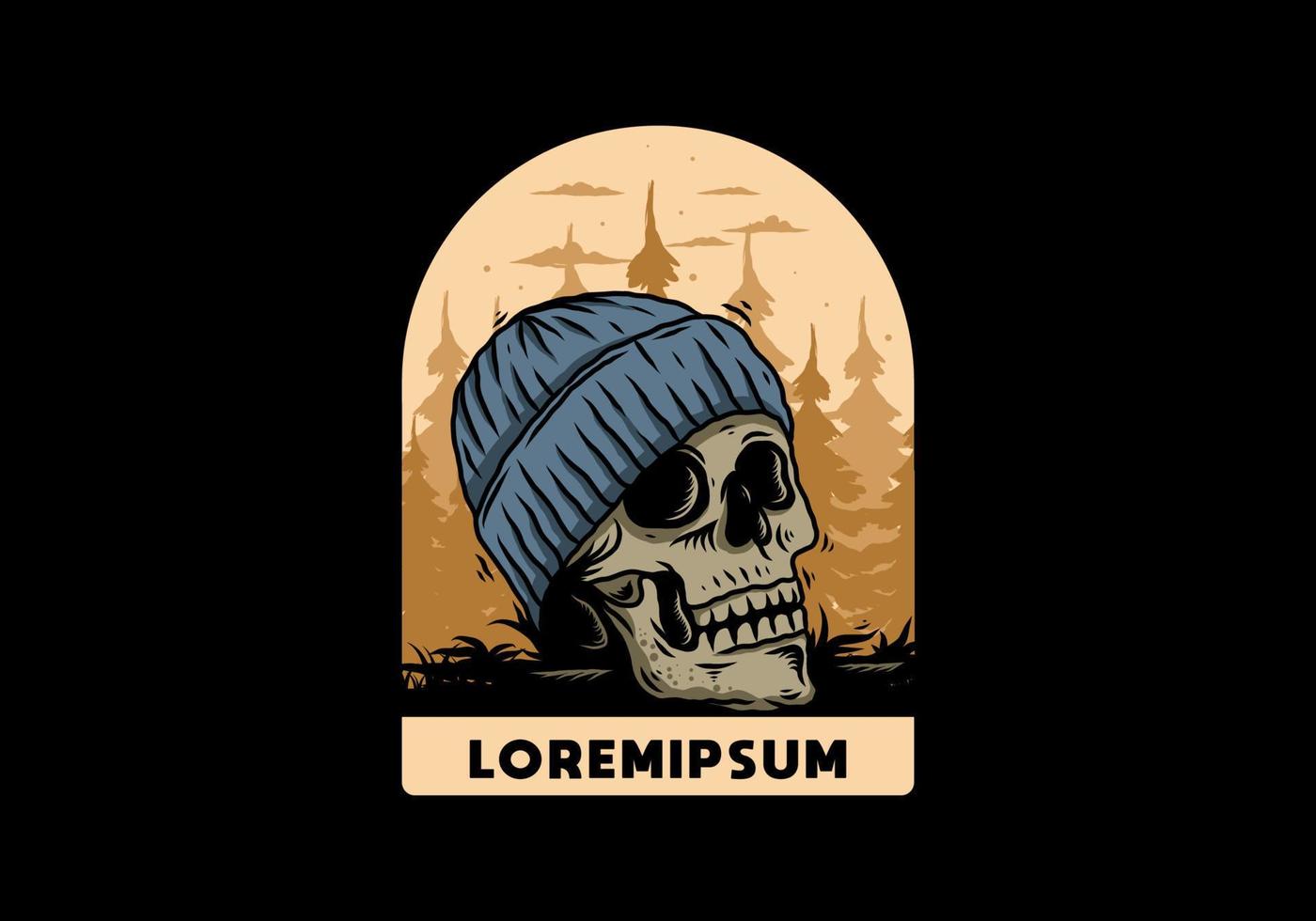 cabeza de calavera con diseño de ilustración de gorro vector