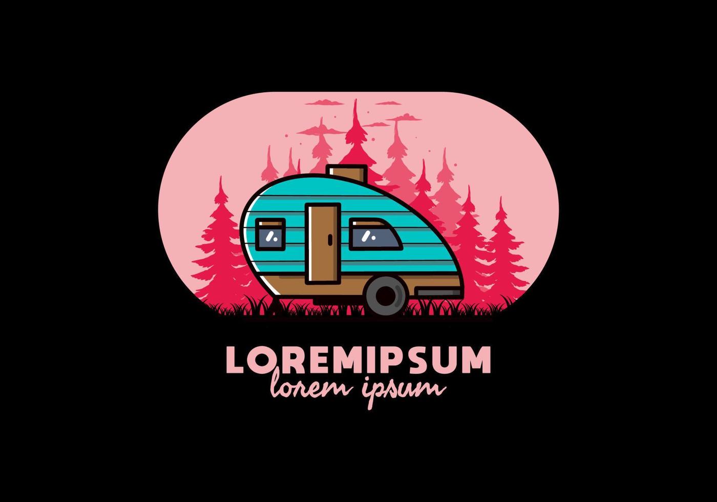 Teardrop camper vintage illustration design vector