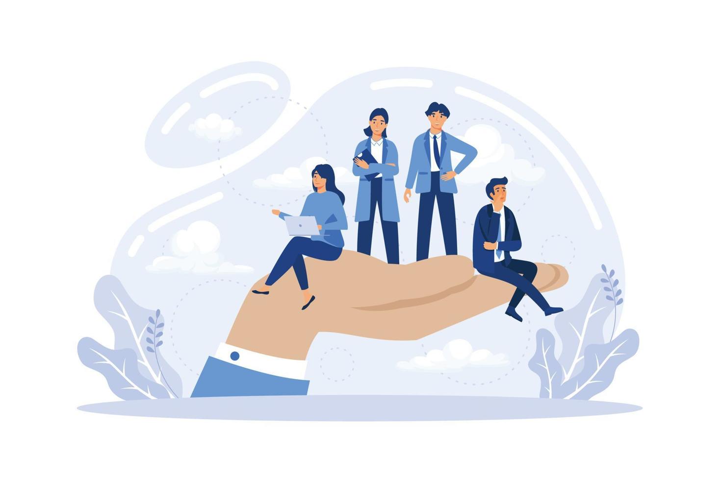 Trade union concept. Employees care idea. Employees wellbeing. flat vector illustration