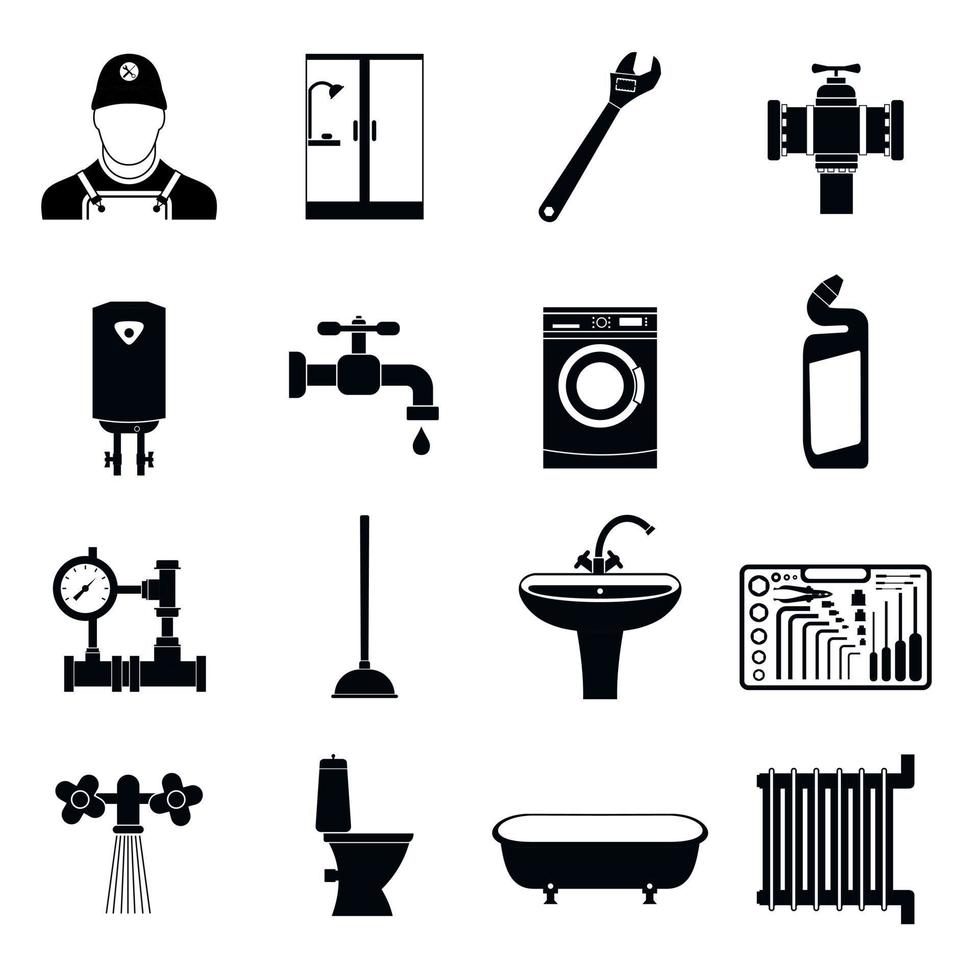 iconos simples de ingeniería sanitaria vector