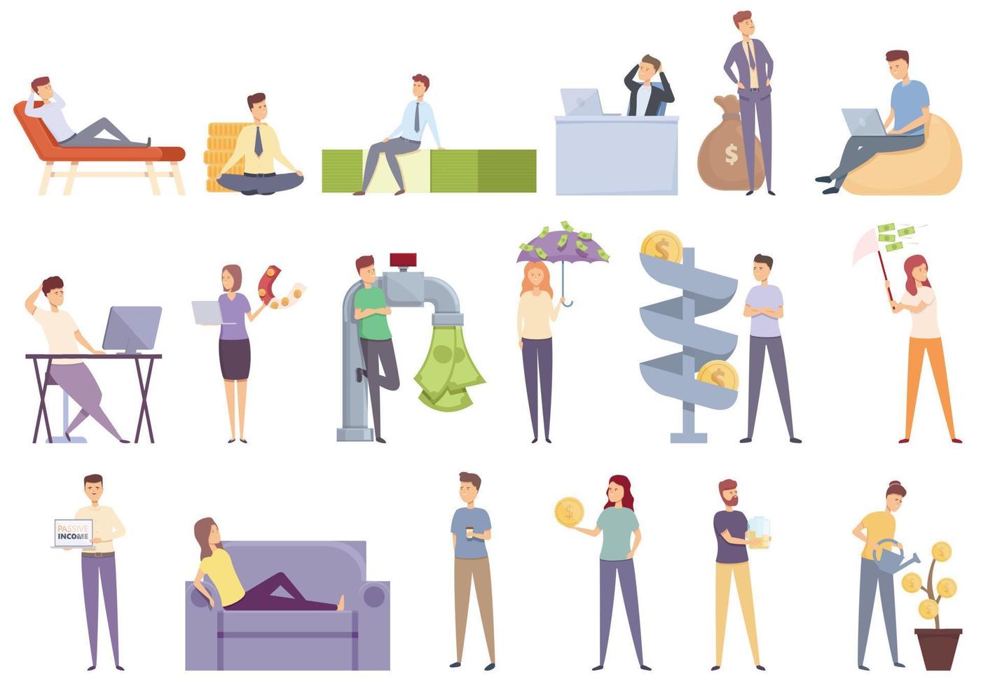 Passive income icon cartoon vector. Fund money vector