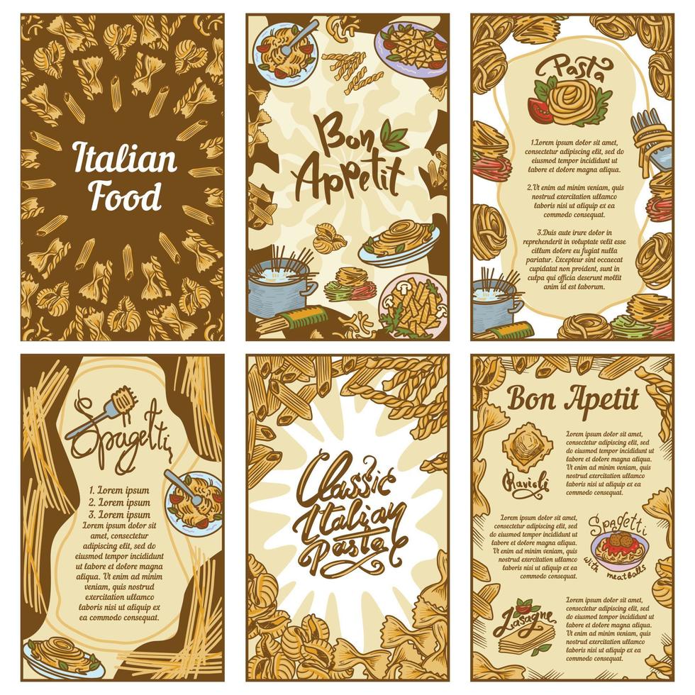 Fusilli banner set, hand drawn style vector