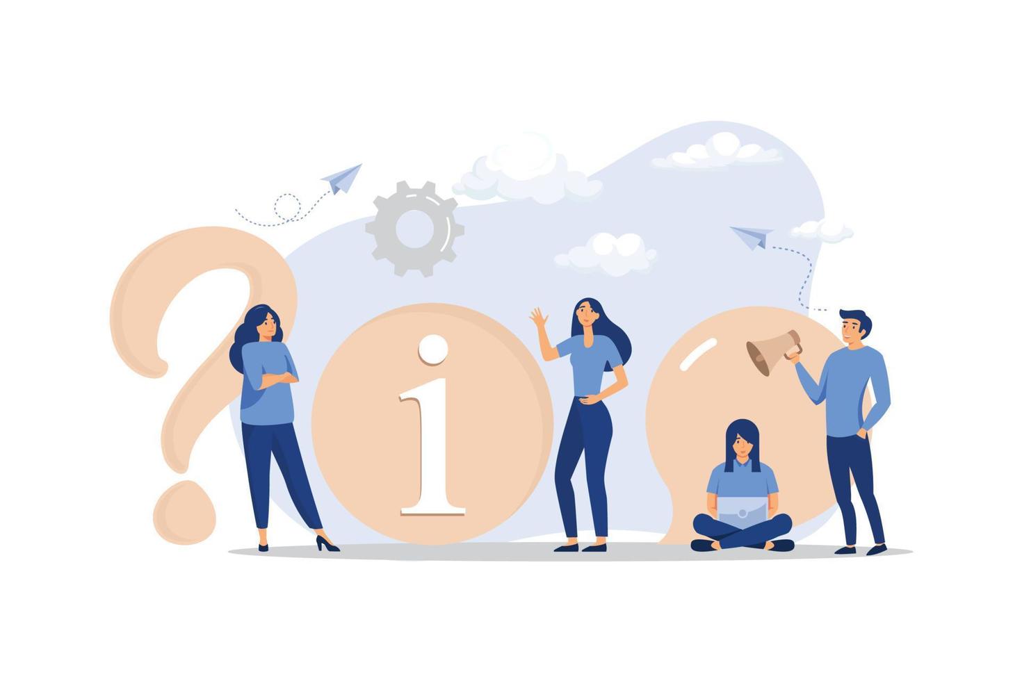 workers are sitting at the negotiating table, vector collective thinking and brainstorming, company information analytics, flat design modern illustration