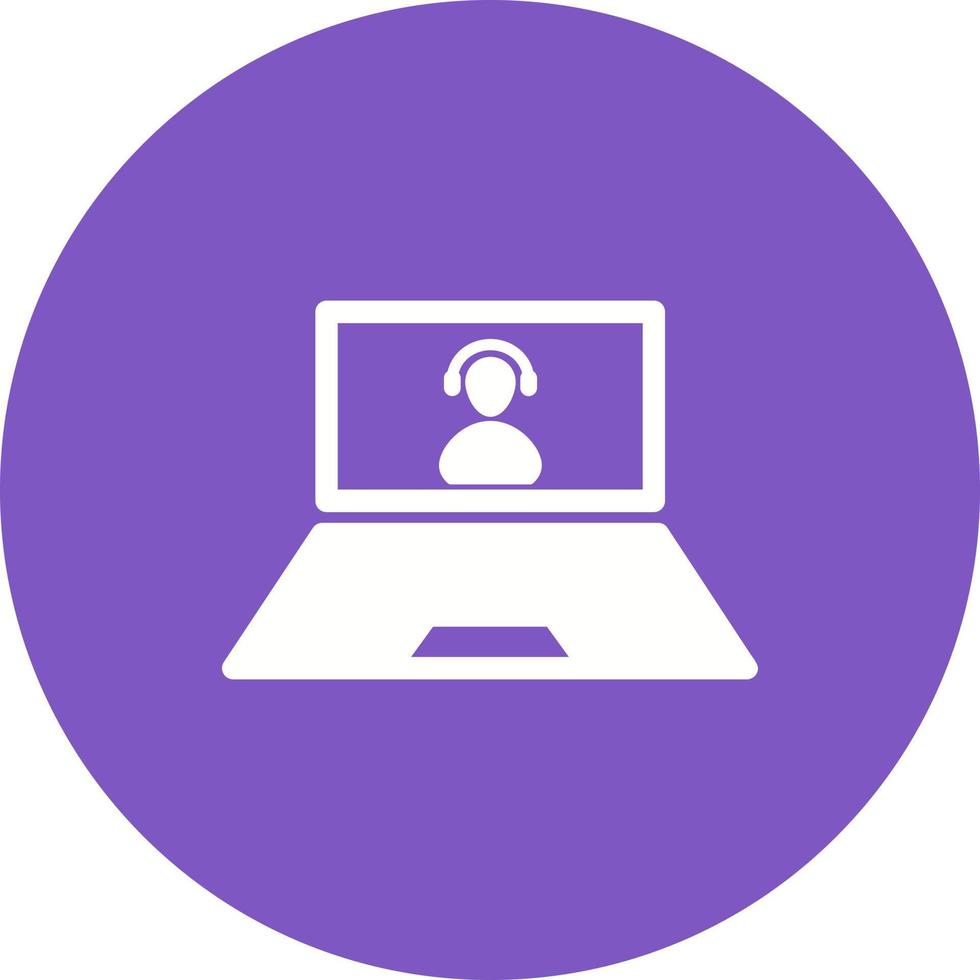 Call on Laptop Circle Background Icon vector
