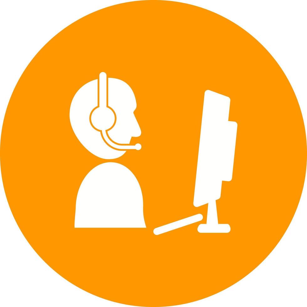 Support Agent Working Circle Background Icon vector