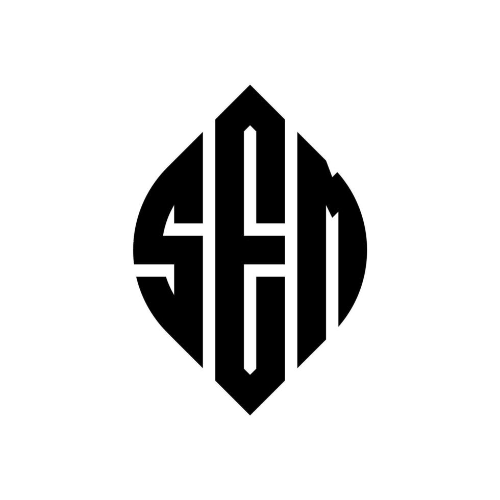 SEM circle letter logo design with circle and ellipse shape. SEM ellipse letters with typographic style. The three initials form a circle logo. SEM Circle Emblem Abstract Monogram Letter Mark Vector. vector