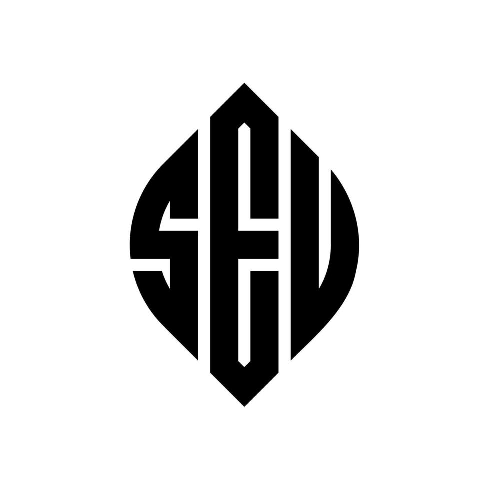 SEU circle letter logo design with circle and ellipse shape. SEU ellipse letters with typographic style. The three initials form a circle logo. SEU Circle Emblem Abstract Monogram Letter Mark Vector. vector