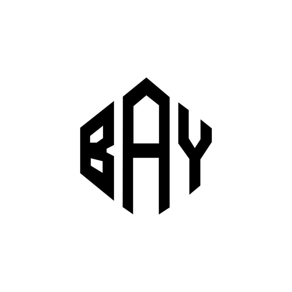 diseño de logotipo de letra de bahía con forma de polígono. diseño de logotipo en forma de cubo y polígono de bahía. plantilla de logotipo de vector de hexágono de bahía colores blanco y negro. monograma de la bahía, logotipo empresarial y inmobiliario.