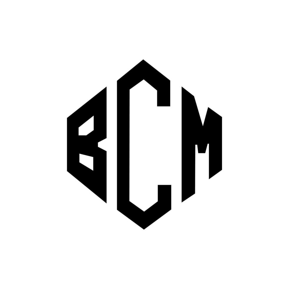 diseño de logotipo de letra bcm con forma de polígono. diseño de logotipo de forma de cubo y polígono bcm. Plantilla de logotipo vectorial hexagonal bcm colores blanco y negro. Monograma bcm, logotipo comercial e inmobiliario. vector