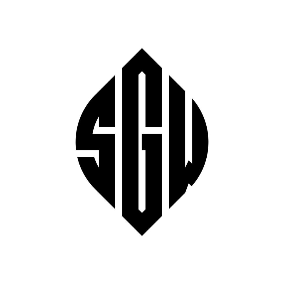 SGW circle letter logo design with circle and ellipse shape. SGW ellipse letters with typographic style. The three initials form a circle logo. SGW Circle Emblem Abstract Monogram Letter Mark Vector. vector