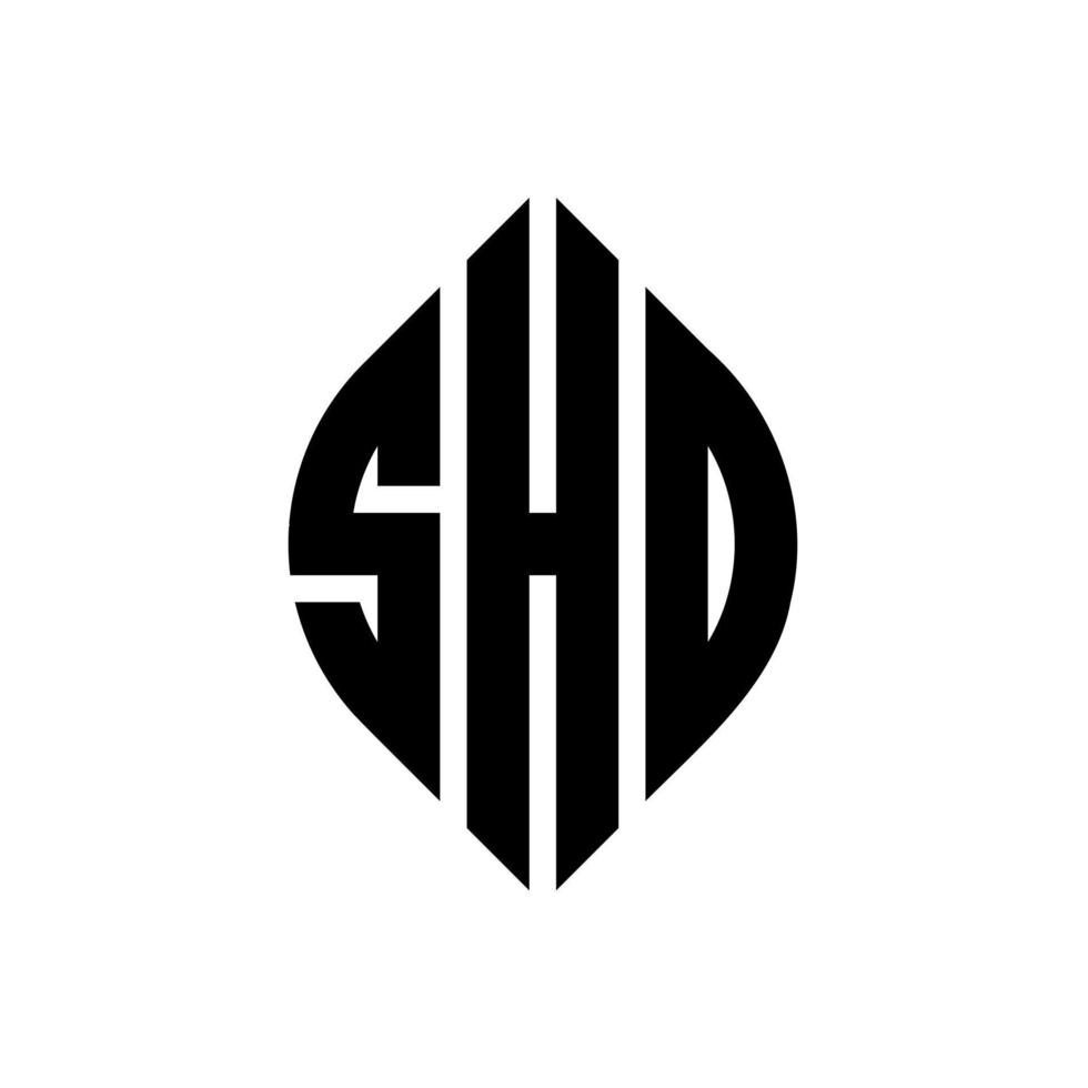 diseño de logotipo de letra de círculo shd con forma de círculo y elipse. shd letras elipses con estilo tipográfico. las tres iniciales forman un logo circular. vector de marca de letra de monograma abstracto de emblema de círculo shd.