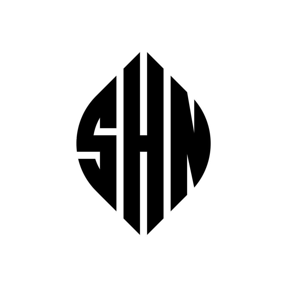 SHN circle letter logo design with circle and ellipse shape. SHN ellipse letters with typographic style. The three initials form a circle logo. SHN Circle Emblem Abstract Monogram Letter Mark Vector. vector