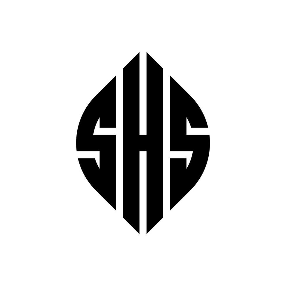 SHS circle letter logo design with circle and ellipse shape. SHS ellipse letters with typographic style. The three initials form a circle logo. SHS Circle Emblem Abstract Monogram Letter Mark Vector. vector