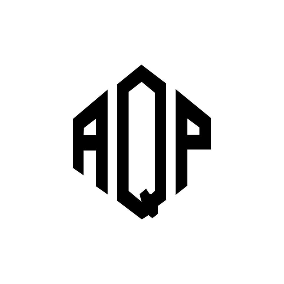 AQP letter logo design with polygon shape. AQP polygon and cube shape logo design. AQP hexagon vector logo template white and black colors. AQP monogram, business and real estate logo.