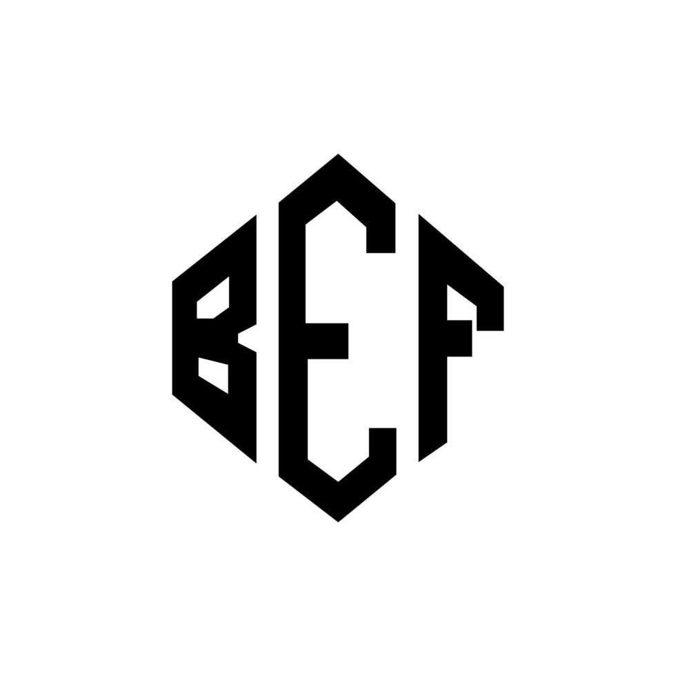 diseño de logotipo de letra bef con forma de polígono. bef polígono y diseño de logotipo en forma de cubo. bef hexágono vector logo plantilla colores blanco y negro. antes del monograma, el logotipo empresarial y inmobiliario.