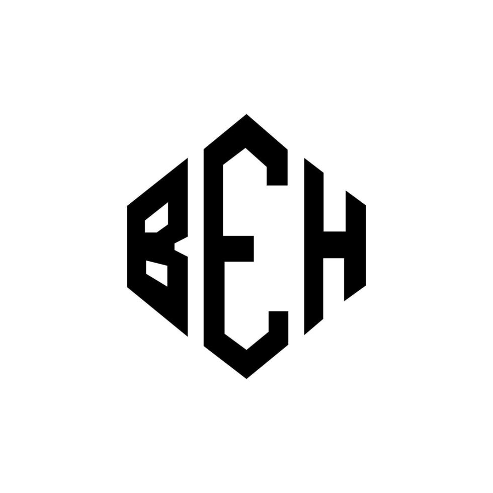 diseño de logotipo de letra beh con forma de polígono. beh polígono y diseño de logotipo en forma de cubo. beh hexágono vector logo plantilla colores blanco y negro. monograma beh, logotipo comercial y inmobiliario.