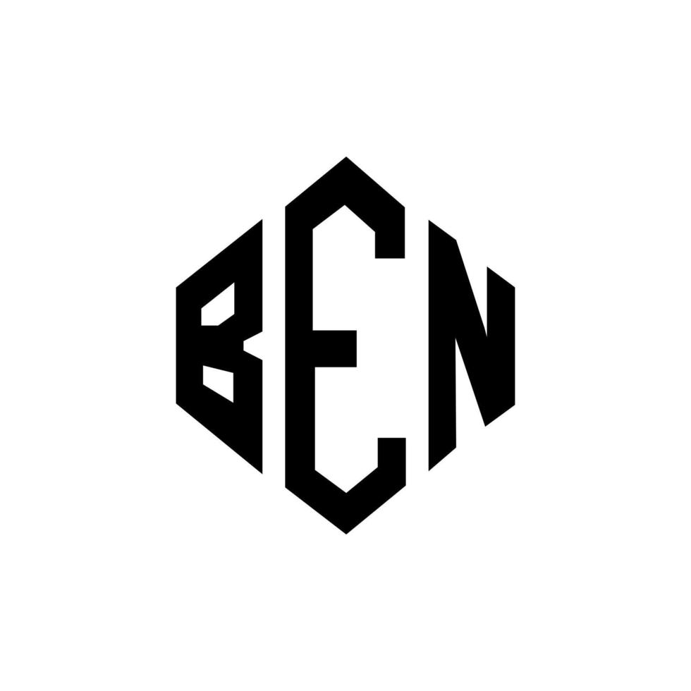 BEN letter logo design with polygon shape. BEN polygon and cube shape logo design. BEN hexagon vector logo template white and black colors. BEN monogram, business and real estate logo.