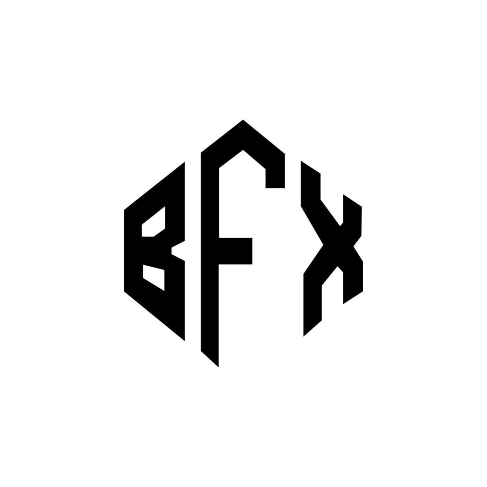 diseño de logotipo de letra bfx con forma de polígono. Diseño de logotipo de forma de cubo y polígono bfx. bfx hexágono vector logo plantilla colores blanco y negro. Monograma bfx, logotipo empresarial y inmobiliario.