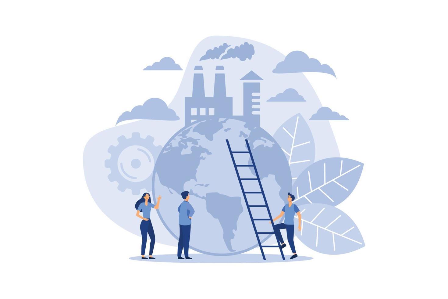 pollution of the planet, emission of harmful substances into the environment, working factories, the concept of Earth Day. flat design modern illustration vector