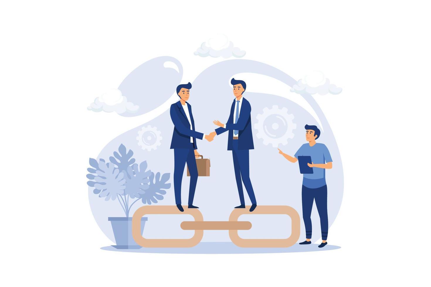 handshake concept, link as a strong union and cooperation. flat design modern illustration vector