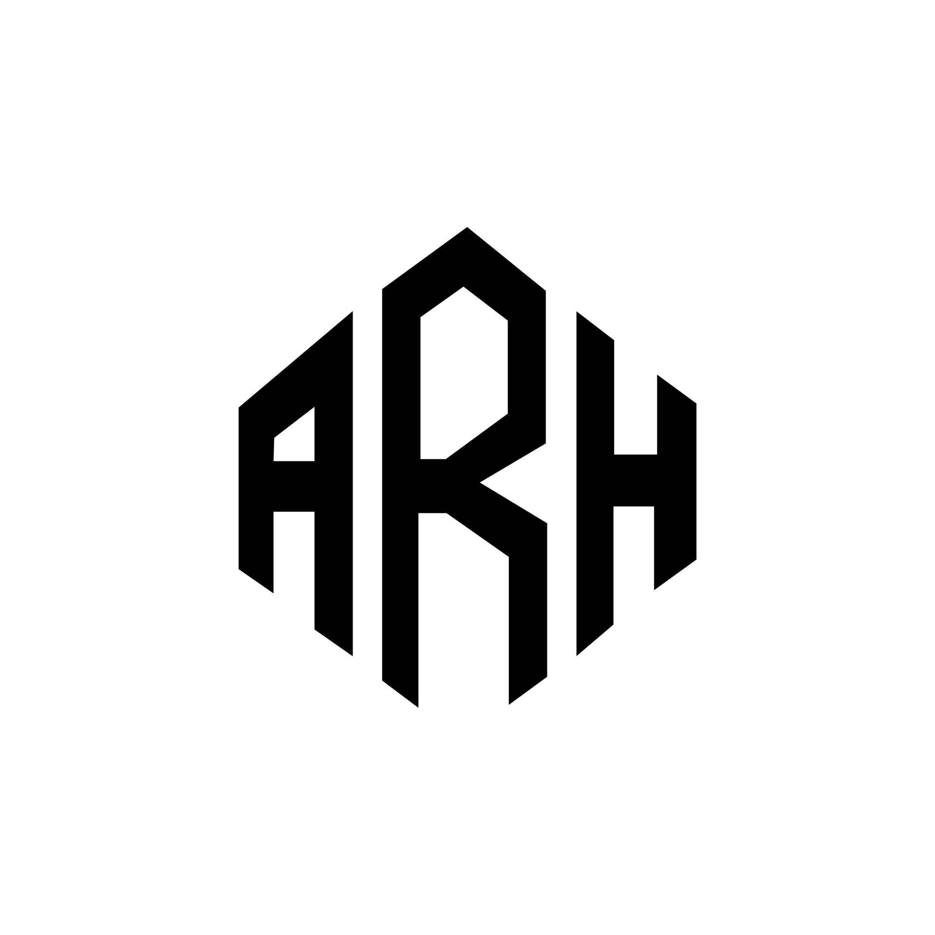 diseño de logotipo de letra arh con forma de polígono. diseño de