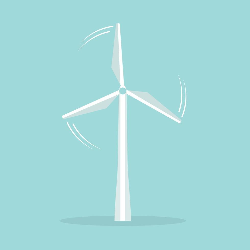 Wind turbine icon. Flat design style. Windmill silhouette. Simple icon. Modern flat icon in stylish colors. Web site page and mobile app design element. vector