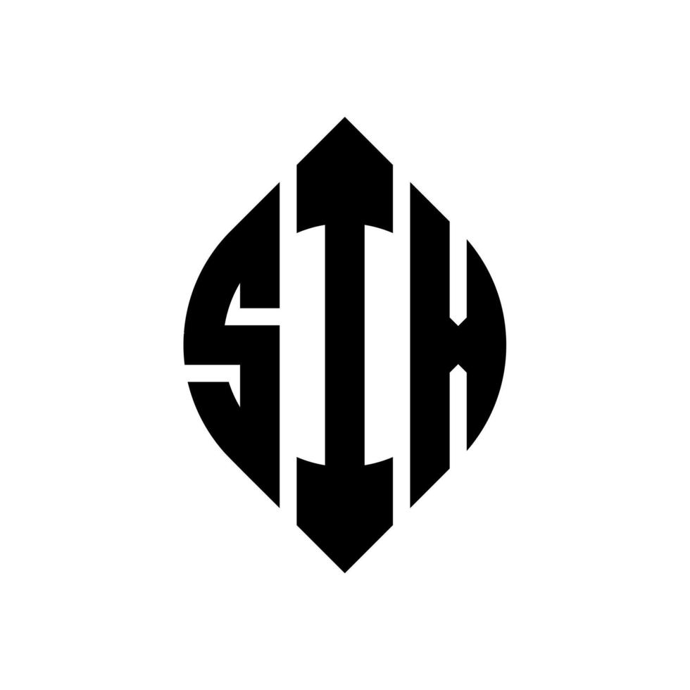 SIX circle letter logo design with circle and ellipse shape. SIX ellipse letters with typographic style. The three initials form a circle logo. SIX Circle Emblem Abstract Monogram Letter Mark Vector. vector