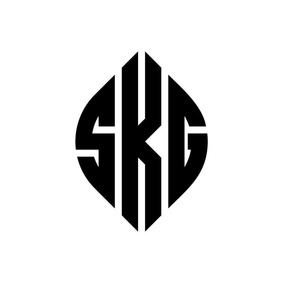 SKG circle letter logo design with circle and ellipse shape. SKG ellipse letters with typographic style. The three initials form a circle logo. SKG Circle Emblem Abstract Monogram Letter Mark Vector. vector