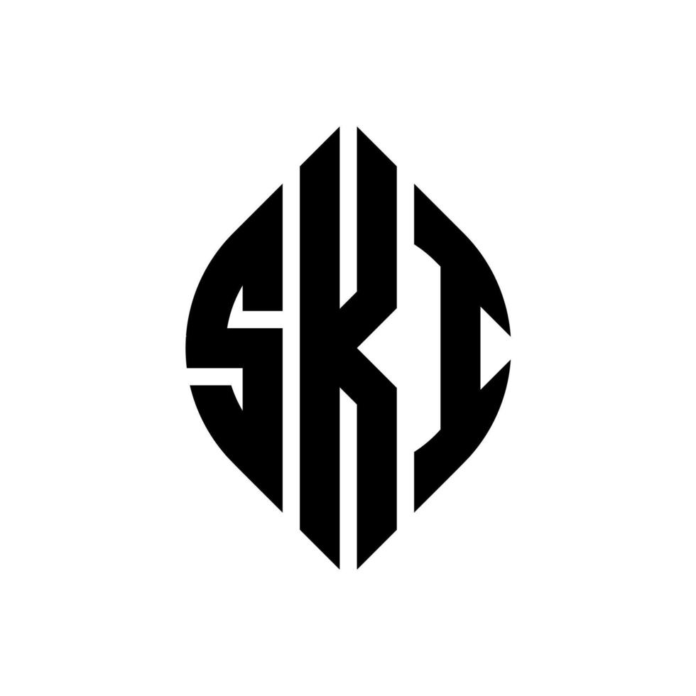 SKI circle letter logo design with circle and ellipse shape. SKI ellipse letters with typographic style. The three initials form a circle logo. SKI Circle Emblem Abstract Monogram Letter Mark Vector. vector