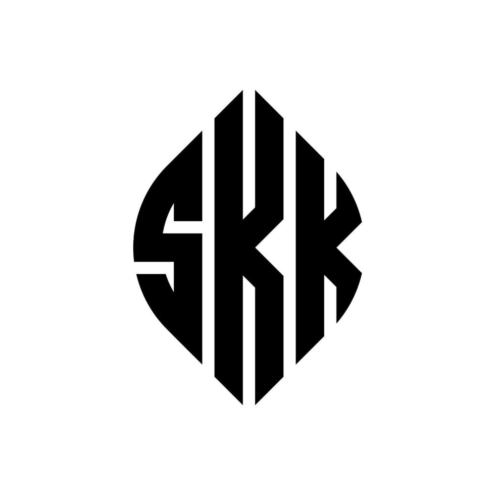diseño de logotipo de letra de círculo skk con forma de círculo y elipse. letras de elipse skk con estilo tipográfico. las tres iniciales forman un logo circular. vector de marca de letra de monograma abstracto del emblema del círculo skk.