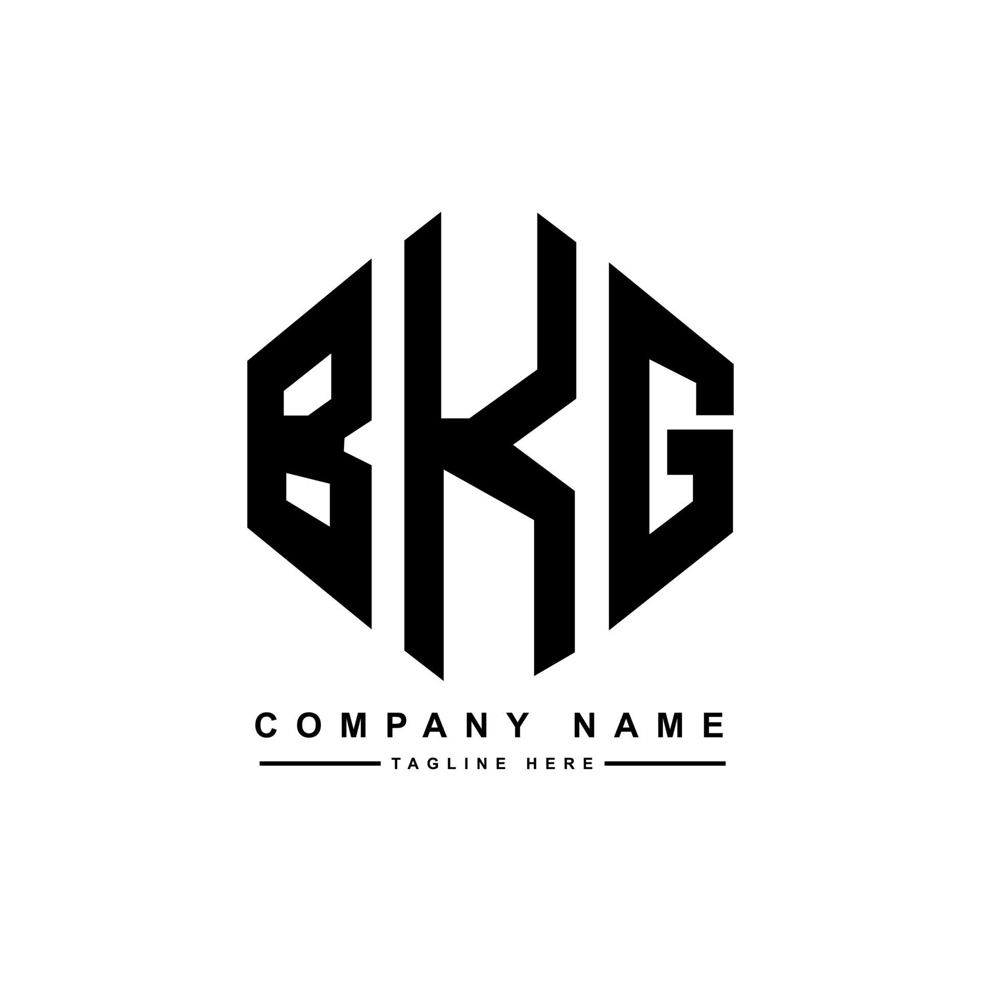 diseño de logotipo de letra bkg con forma de polígono. bkg polígono y