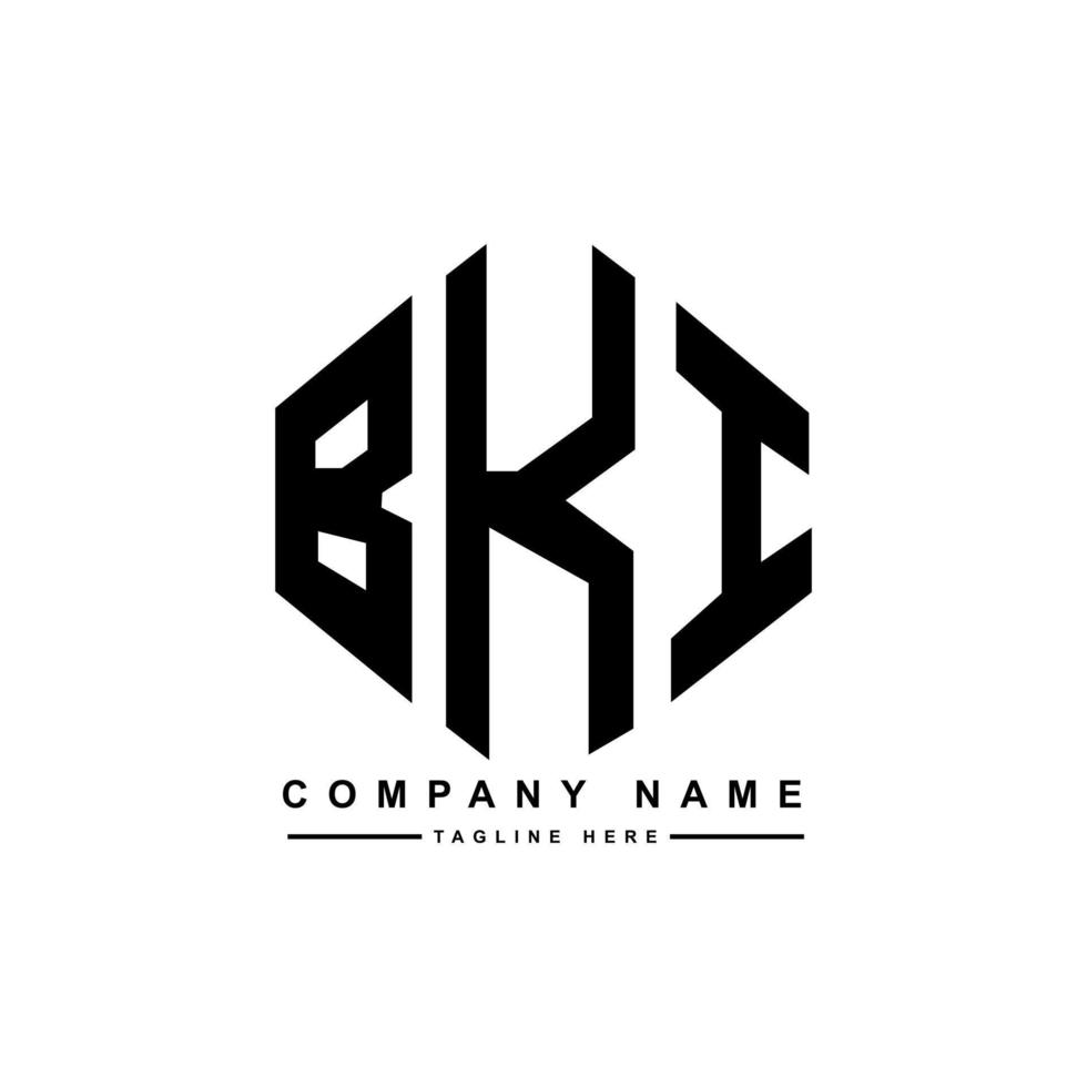 BKI letter logo design with polygon shape. BKI polygon and cube shape logo design. BKI hexagon vector logo template white and black colors. BKI monogram, business and real estate logo.