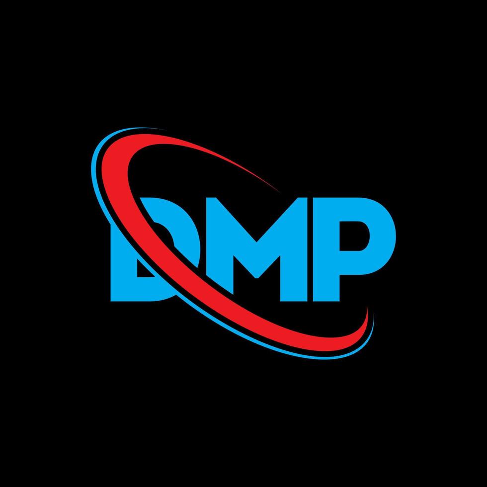 logotipo de dmp. letra dmp. diseño del logotipo de la letra dmp. logotipo de iniciales dmp vinculado con círculo y logotipo de monograma en mayúsculas. tipografía dmp para tecnología, negocios y marca inmobiliaria. vector