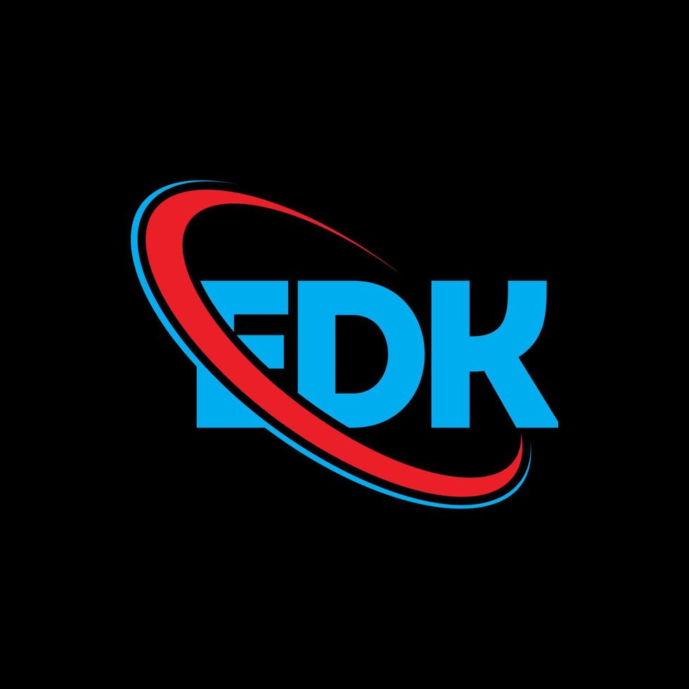 logotipo de edk. letra edk. diseño del logotipo de la letra edk. logotipo de edk de iniciales vinculado con círculo y logotipo de monograma en mayúsculas. tipografía edk para tecnología, negocios y marca inmobiliaria. vector